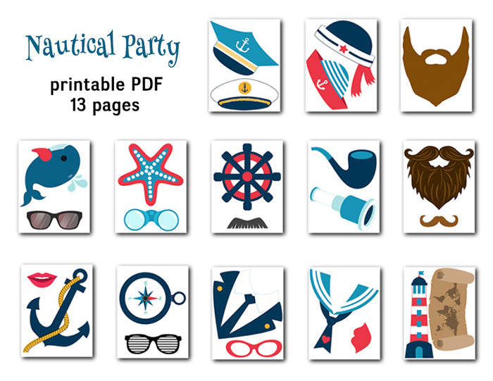 Printable Nautical Photo Booth Props – Tracy Digital Design